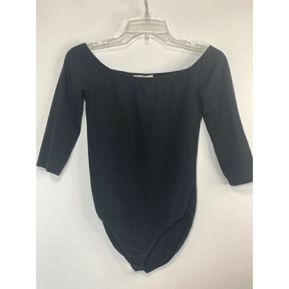 Express One Eleven Black Half Sleeve Crew Neck Bodysuit Size Small